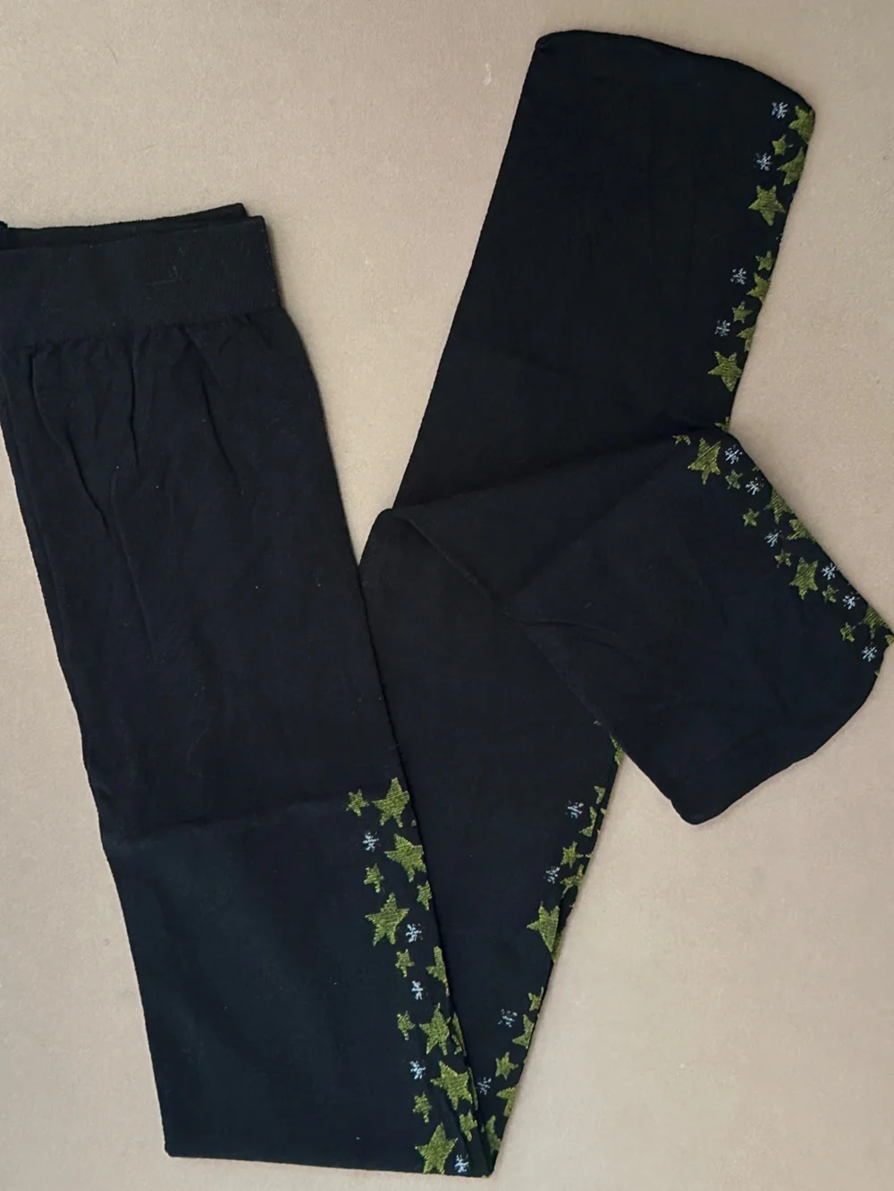 NEW Vintage Kids Black Leggings with Star Trim READ DESCRIP